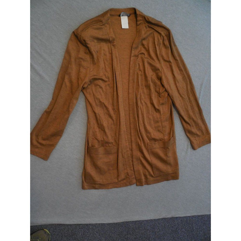 PG Collections Cardigan‎ Women Sz 12 Brown Ginger Bort Padded Shoulders